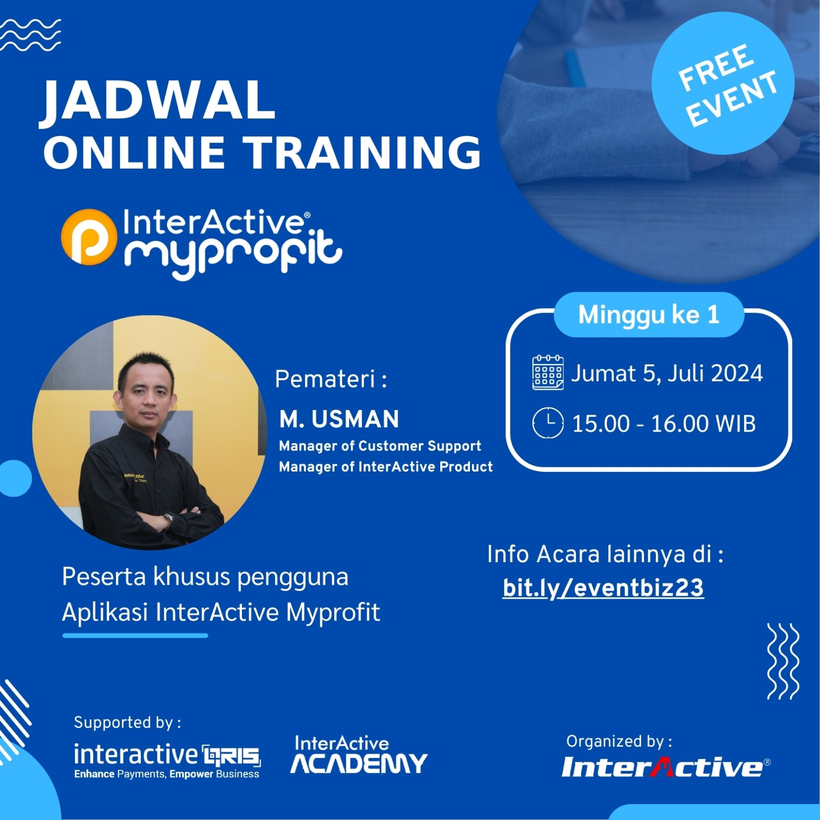 Jadwal Online Training InterActive MyProfit, QRIS, Cara Daftar QRIS